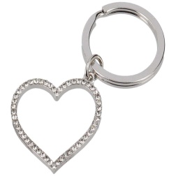 Portachiavi cuore acciaio con strass